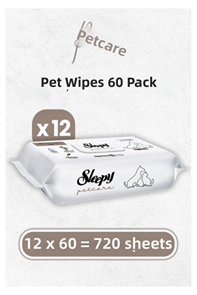 Sleepy بيت كير - منشفة مبللة للحيوانات الأليفة 60 × 12 قطعة (720 ورقة)