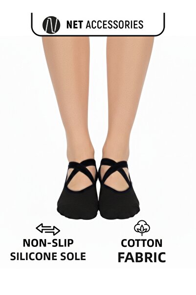 Net Tekstil Black Babet Women's Pilates Sports Socks Non-Slip Silicone Sole C...