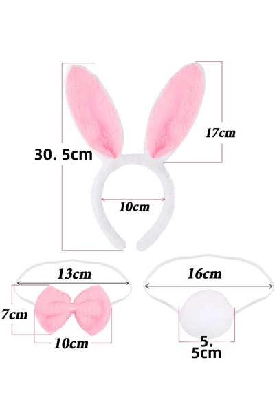 shopwave Bunny Costume Set Crown Bow Tie Tail Pink Color (5047)