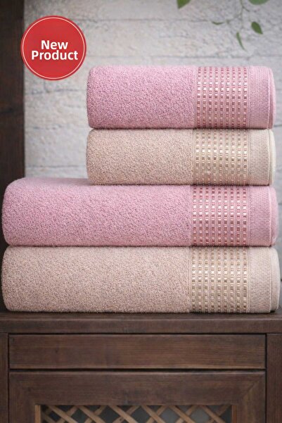 Mela Home Meltem 4-Piece Bath Towel Set - Hand and Face Towels - Dowry - Gift...