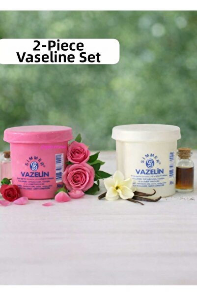 ÇEÇEN HOME Set of 2 Vanilla-Rose Scented Vaseline (1 Piece of Vaseline with R...