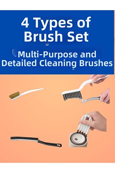 Seçkin Trend Clean My Home, Multi-Purpose and Detail Cleaning 4-Piece Brush Set