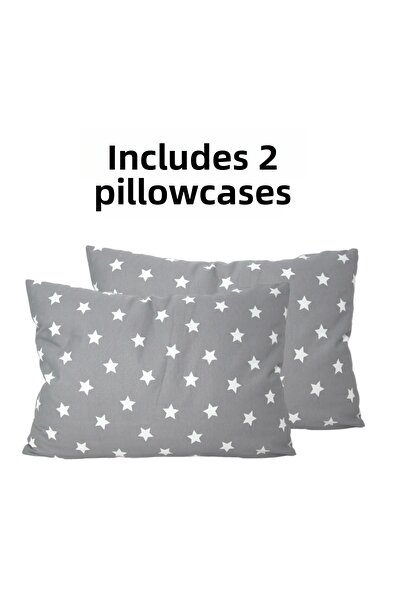 carwen home tekstil Ranfors Cotton 2 Piece Pillowcases Gray Star Pattern
