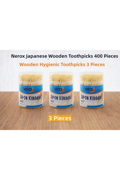 ZEMİRA HOME Nerox Japanese Toothpicks 400 Pieces Wooden Hygienic Toothpicks 3...