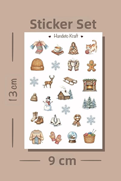 Handeto Kraft Σετ αυτοκόλλητων με θέμα το πλέξιμο και το χειμώνα, αυτοκόλλητα...