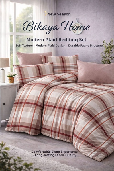 Bikaya Home Plaid Patterned Single Duvet Cover Set |   Stylish and Modern Fit...