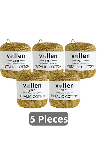 vollen yarn Premium Μεταλλικό Βαμβακερό Νήμα Πλεξίματος με Γκλίτερ, Πακέτο 5 ...