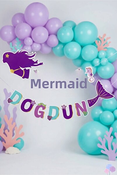 Bunloon Mermaid Themed Happy Birthday Banner Birthday Decoration