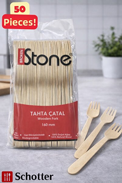 Broken Stone Bamboo Forks 50 Pieces 160 mm – Natural and Durable Disposable