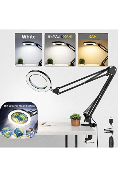 MultiZone Movable Magnifying Glass Illuminated 10X Reading Table Lamp Foldabl...