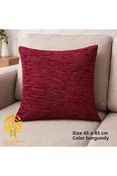 Tekstilsa Velvet Burgundy Throw Pillow Cover Woven Decorative Cushion Pillowcase