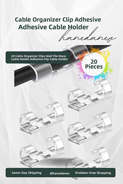 Keyfi Sepet 20 Pieces Cable Fixer - Wall Tile and Glass Cable Holder Adhesive...