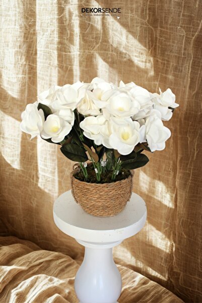 Dekorsende Artificial Magnolia Bunch Wet Textured White 45 cm