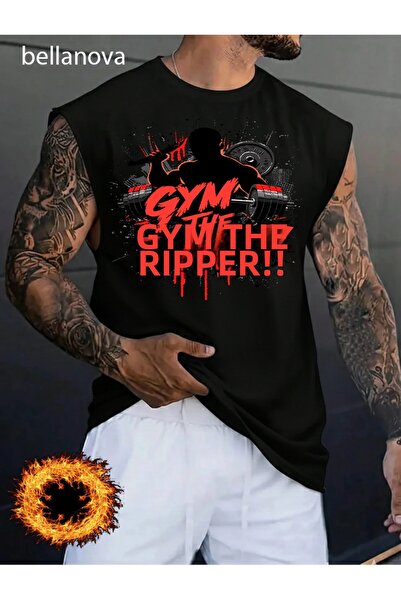 bellanova Men's Sports and Casual Stylish Printed Cotton Fabric Black Fitness...