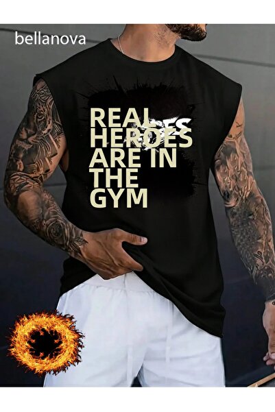 bellanova ملابس رجالية على طراز ستريت وير، قميص بدون أكمام من القطن الأسود ال...