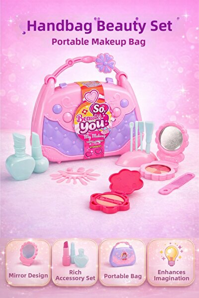 YILDIRIM OYUNCAK Beauty Set with Toy Bag |   Mirrored Makeup Bag Portable Gir...