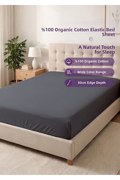 Days In Colours Cearșaf elastic din bumbac organic 100% - 180x200 - Antracit ...