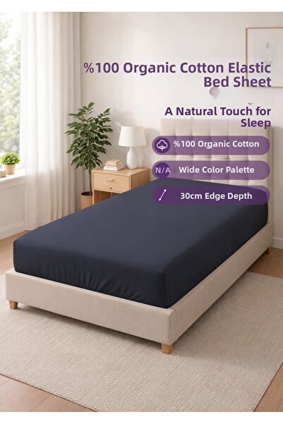 Days In Colours Cearșaf elastic din bumbac organic 100% - 100x200 - Antracit ...