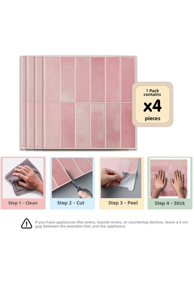 Stickez Tiles 3D Self Adhesive Wall Tile 30.5 cm X 30.5 cm (4 Pcs) 0.371 m²
