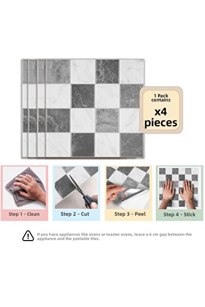 Stickez Tiles بلاط حائط ذاتي اللصق ثلاثي الأبعاد 30.5 سم × 30.5 سم (4 قطع) 0....