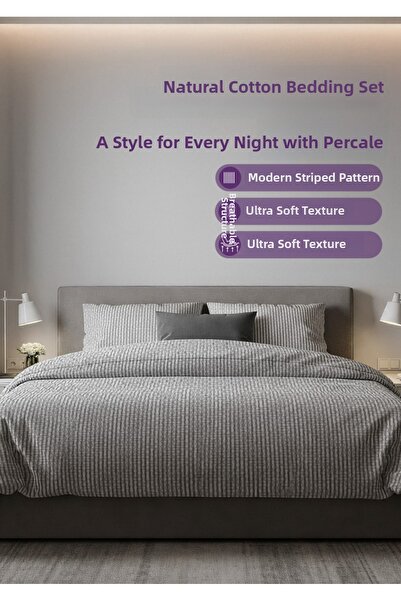 Days In Colours Double Bedspread Set - Anthracite - Pera Series