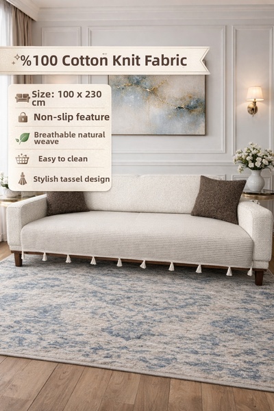 Doğa Κάλυμμα καναπέ με φούντες σε στυλ σάλι, μοντέλο Toprak, 100x230 |   100%...