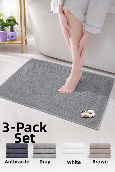 Vionel Home Cotton Foot Towel |   3-Pack |   Towel Mat Set |   Bath Mat |   H...
