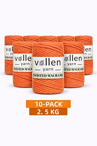 vollen yarn Premium 3 Twisted Combed Cotton Macrame Rope Cord 250 Gr Pack of ...
