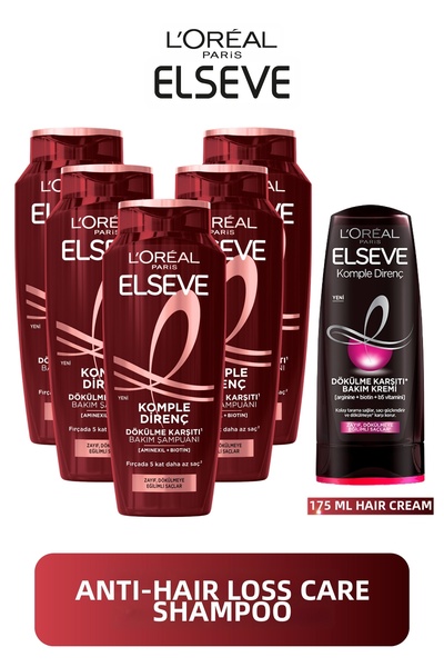 ELSEVE Set of 5 400ml Complete Resistance Anti-Spill Shampoo + 175ml Conditioner