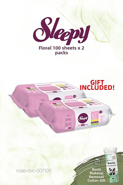 Sleepy 2 قطعة من مناشف العناية الشخصية بنقشة الزهور 100 قطعة وروزي