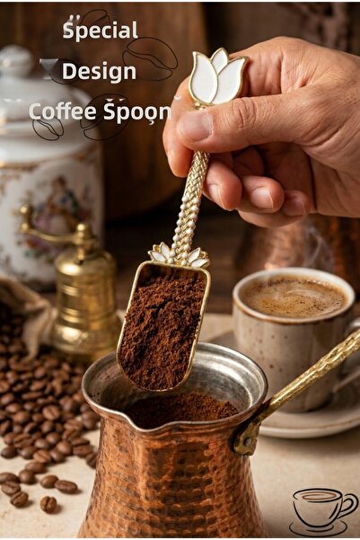 EMBazaar Multi-Purpose Gold and White Spice and Coffee Measuring Spoons with ...