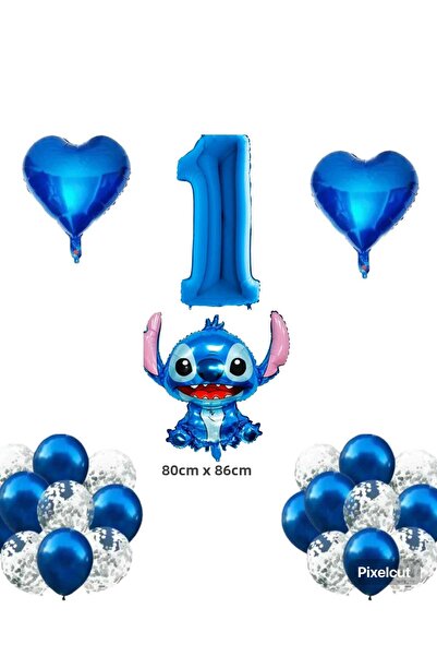 Mehca Stitch Blue 1 Year Old Birthday Concept