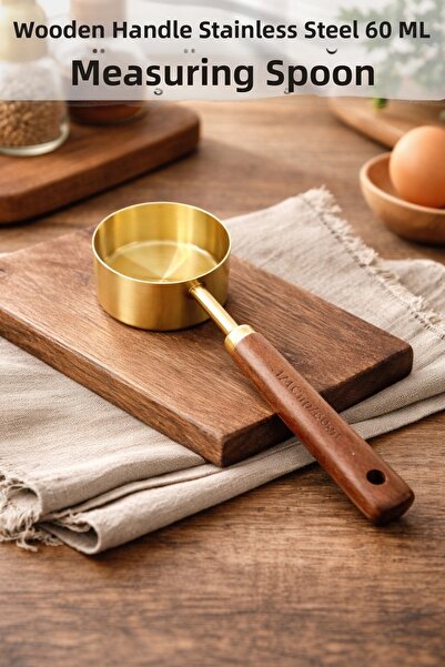 Penthouse 60 ml Capacity Stainless Metal Measuring Spoon with Wooden Handle -...