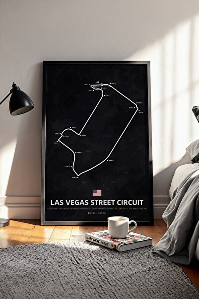 gxe.art Las Vegas F1 Track Wooden Framed Art Print – Las Vegas Gp Poster