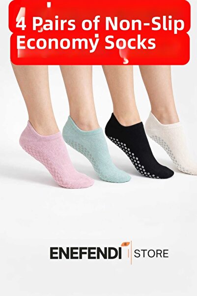 NF ND ENEFENDİ 4 Pairs of Non-Slip Unisex Yoga, Pilates, Tawaf Socks |   Spor...