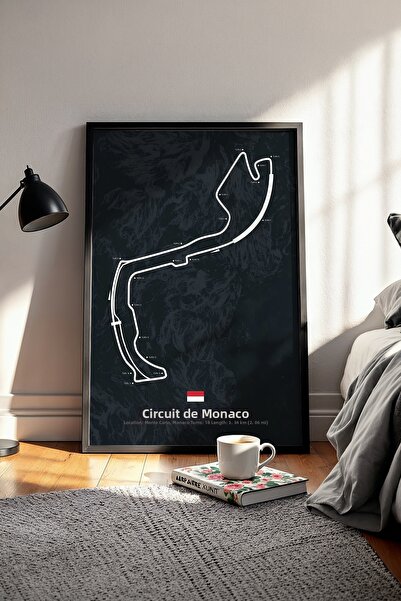 gxe.art Monaco F1 Track Wooden Framed Art Print – Monaco Gp Racing Poster
