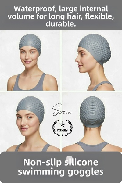 Svein # Αδιάβροχο αντιολισθητικό σκουφάκι κολύμβησης από σιλικόνη για μακριά ...