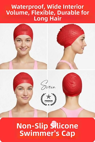 Svein # Swimming Cap Waterproof Non-Slip Silicone Swimming Cap Swimming Hat L...