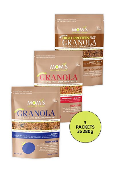 Mom's Natural Foods 3 عبوات جرانولا توت بري 280 جرام / فول سوداني 280 جرام / ...