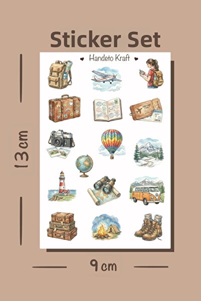 Handeto Kraft Σετ αυτοκόλλητων με θέμα το κάμπινγκ και τα ταξίδια, αυτοκόλλητ...