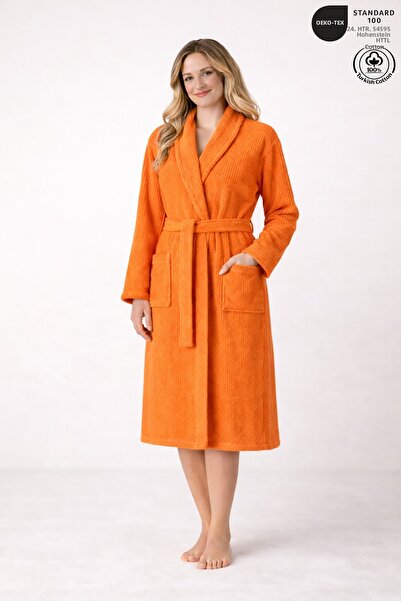 Ellaline Striped Women's Bathrobe 100% Cotton Certified 1 Piece, Dressing Gow...