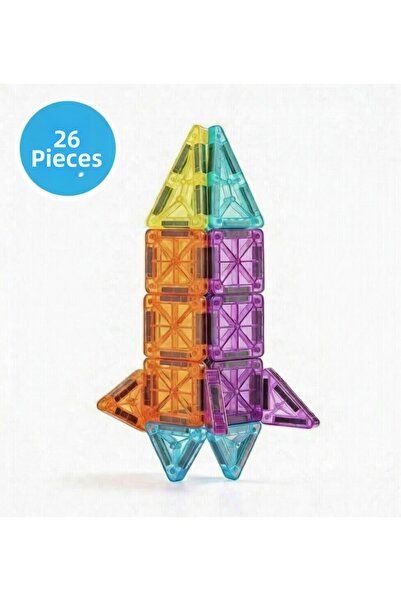 PURE & GLOW HOME Magnetic Building Blocks (Mini) - 26 Pieces Colorful 3D Magn...