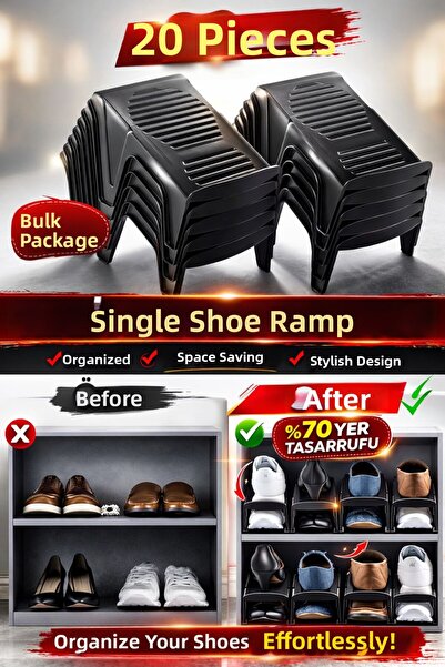 Funny Life 20 Single Shoe Ramps - Closet Organizer Odorless Organizer