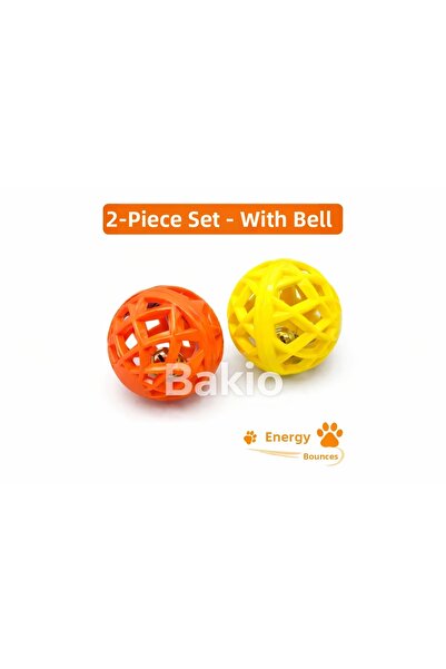 Bakio Rattling Cat Play Ball 3.5 cm 2 Pieces Colorful Bell Cat Toy Durable Pl...