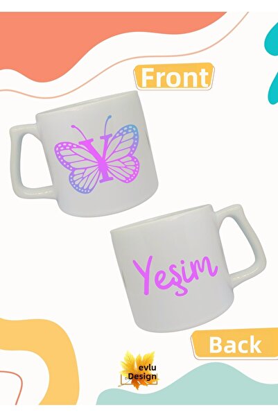 Eylül Design Letter Y Butterfly Letter and Name Lettered Double Direction Pri...