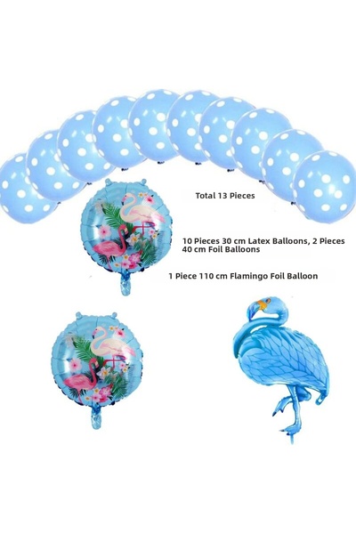partidolu مجموعة بالونات هاوايان فلامنجو الاستوائية لون أزرق 13 قطعة