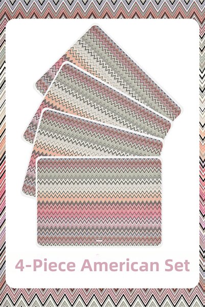 The Grade American Service Set of 4, Zigzag Pattern, Stain Resistant, America...