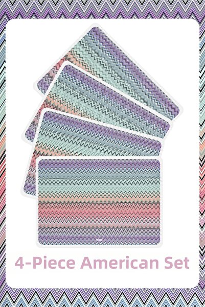 The Grade Σετ Αμερικάνικου σερβιρίσματος 4 τεμαχίων με μοτίβο ζιγκ-ζαγκ, ανθε...