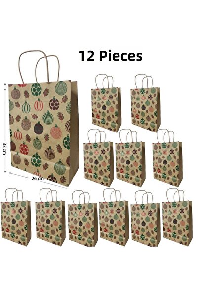 partidolu cu curele Pungă cadou de Crăciun Kraft geantă sì 26x33 cm 12 bucăți...