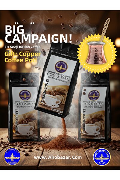 AiroBazar 100% Arabica Medium Roasted Ground Turkish Coffee 3 X500 Gr